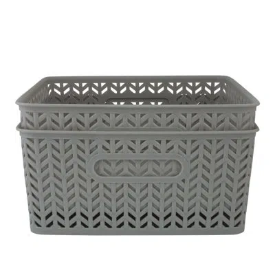 Simplify Plastic Bin Set In Gray