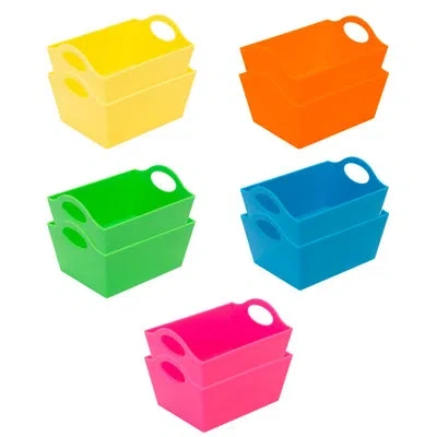 Simplify Plastic Cube Or Bin In Blue;green;yellow;pink;orange