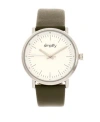 Simplify Quartz The 6200 White Dial, Genuine Olive Leather Watch 39mm In Olive