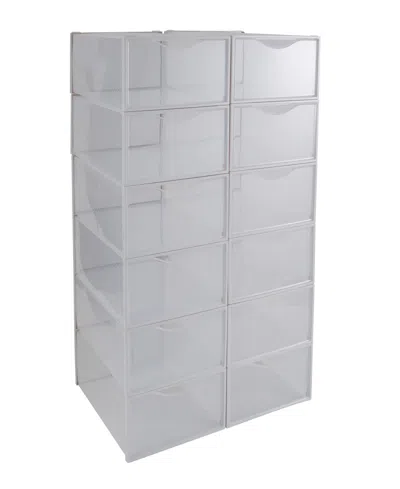 Simplify Set Of 12 Stackable Shoe Boxes In White