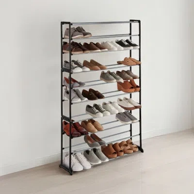 Simplify Stackable 50 Pair Shoe Rack In Black