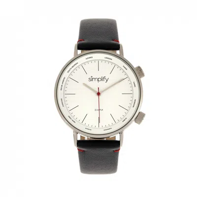 Simplify The 3300 Black And Silver Leather-band Watch