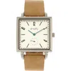 Simplify The 5000 Leather-band Watch In Khaki/white