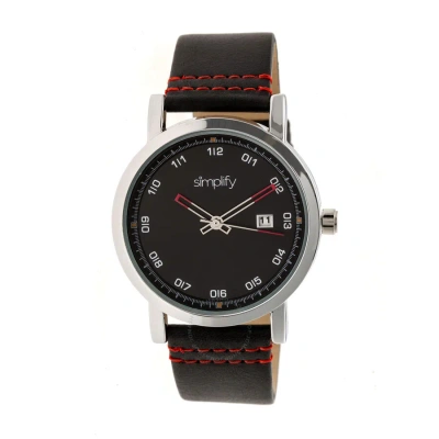 Simplify The 5300 Black Dial Black Leather Watch Sim5302 In Red   / Black