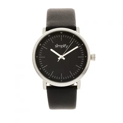 Simplify The 6200 Leather-strap Watch In Black