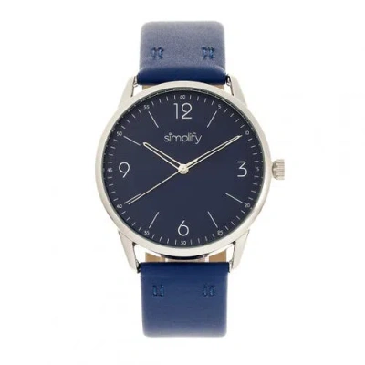 Simplify The 6300 Leather-band Watch In Blue