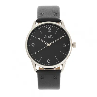 Simplify The 6300 Leather-band Watch In Black