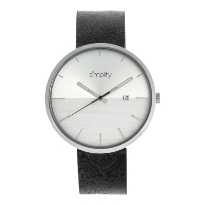 Simplify The 6400 Quartz Silver Dial Black Leather Watch Sim6401 In Black / Silver