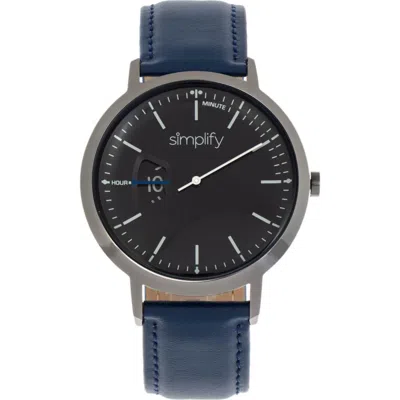 Simplify The 6500 Leather Strap Watch In Blue