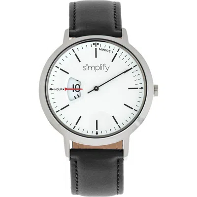 Simplify The 6500 Leather Strap Watch In White