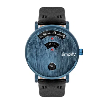Simplify The 7000 Leather-band Watch, 40 Mm In Blue