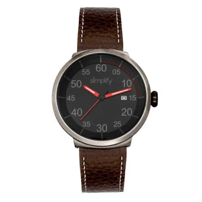 Simplify The 7100 Leather-band Watch W/date In Brown