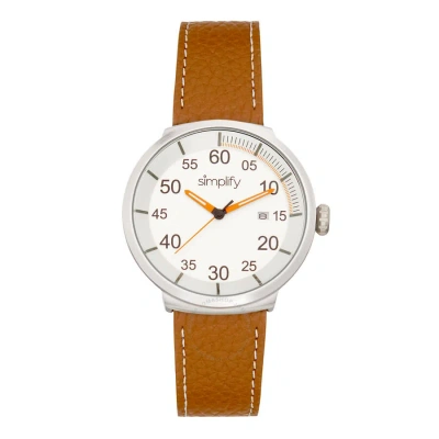 Simplify The 7100 Quartz White Dial Brown Leather Watch Sim7102