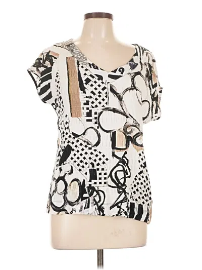 Pre-owned Simply Art By Dolcezza Short Sleeve Blouse In White