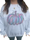 Simply Confident Clothing Watercolor Pumpkin Sweatshirt In Grey In Grey
