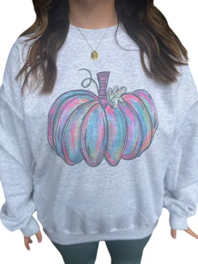 Simply Confident Clothing Watercolor Pumpkin Sweatshirt In Grey