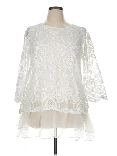 Pre-owned Simply Couture 3/4 Sleeve Blouse In White
