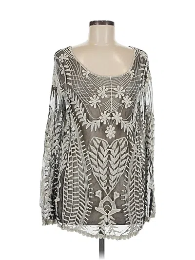 Pre-owned Simply Couture Long Sleeve Blouse In Silver