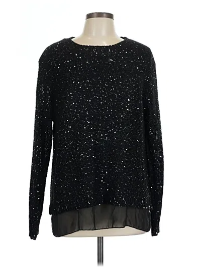 Pre-owned Simply Couture Long Sleeve Top Black Crew Neck Tops