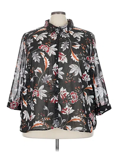 Pre-owned Simply Emma 3/4 Sleeve Blouse In Black