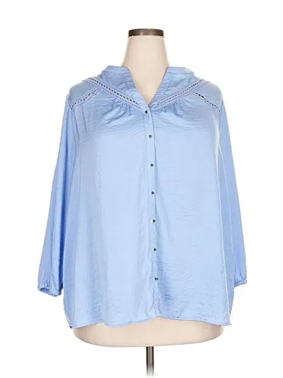 Pre-owned Simply Emma 3/4 Sleeve Blouse In Blue