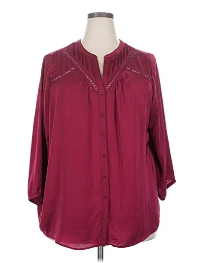 Pre-owned Simply Emma 3/4 Sleeve Blouse In Burgundy
