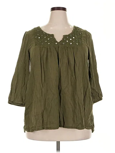 Pre-owned Simply Emma 3/4 Sleeve Blouse In Green