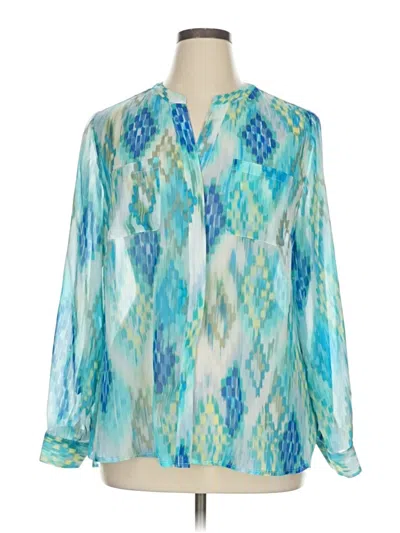 Pre-owned Simply Emma Long Sleeve Blouse In Blue