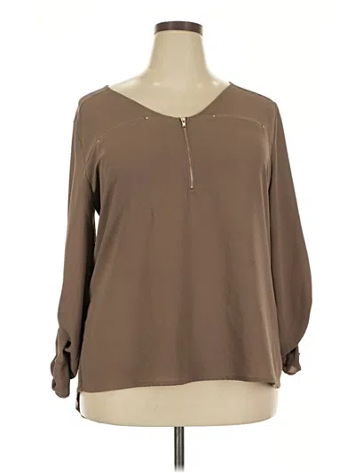 Pre-owned Simply Emma Long Sleeve Blouse In Brown