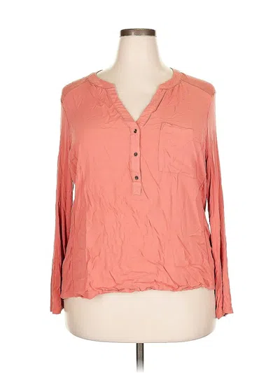 Pre-owned Simply Emma Long Sleeve Blouse In Orange