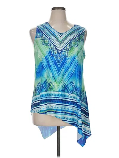 Pre-owned Simply Emma Tank Top Blue Halter Neckline Tops