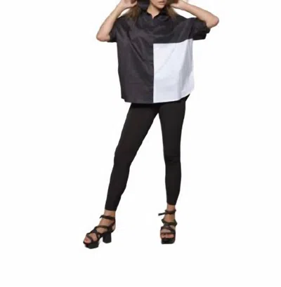 Simply Mila 2 Tone Boxy Shirt In Black/white