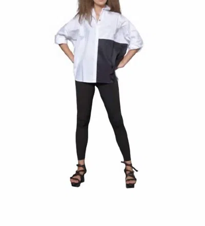 Simply Mila 2 Tone Boxy Shirt In White/black