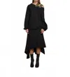 Simply Mila Avant-garde Asymmetrical Sweater In Black/olive In Black