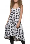 Simply Mila Linen Peplum Dress In Dots In White