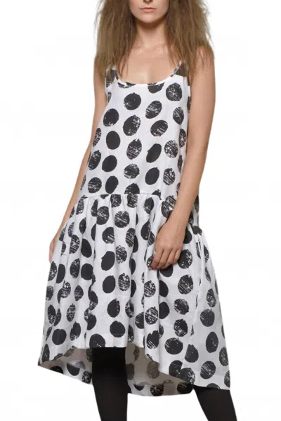 Simply Mila Linen Peplum Dress In Dots In White