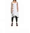 Simply Mila Linen Peplum Dress In White/strokes In White
