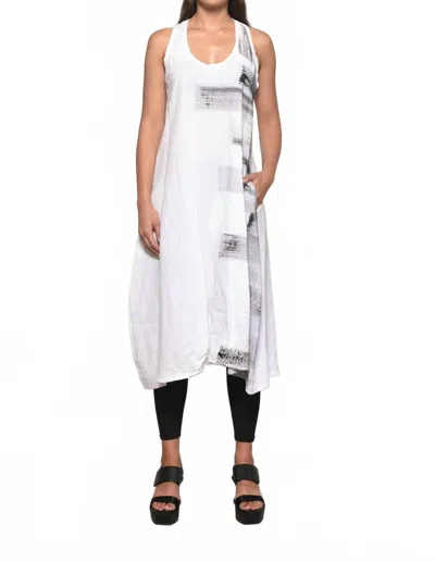 Simply Mila Linen Sleeveless Jumper Dress In Strokes In White