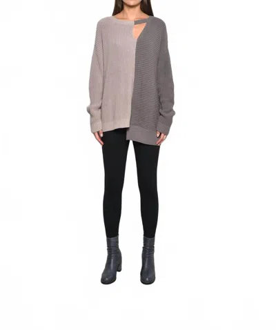 Simply Mila Portobello Sweater In Gray In Brown