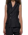 Simply Mila Uneven Asymmetrical Vest In Black In Black