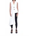 Simply Mila Uneven Asymmetrical Vest In White In White