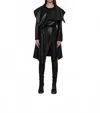Simply Mila Uneven Lonbg Sleeve Coat In Black In Black