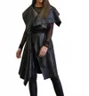 Simply Mila Uneven Sleeveless Coat In Black In Black