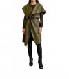 Simply Mila Uneven Long Sleeve Coat In Olive In Green