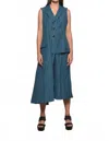 Simply Mila Uneven Vest In Teal In Blue