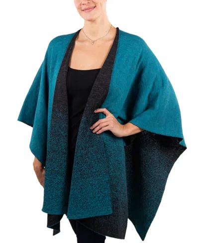 Simply Natural Erica Alpaca Ruana In Turquoise
