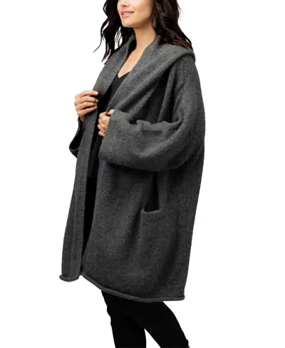 Simply Natural Regina Alpaca Long Sweater In Light Charcoal