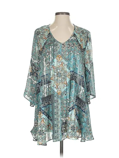 Pre-owned Simply Noelle 3/4 Sleeve Blouse In Blue