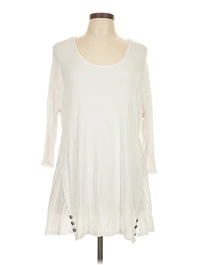 Pre-owned Simply Noelle 3/4 Sleeve Top Ivory Scoop Neck Tops In White