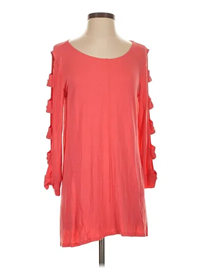 Pre-owned Simply Noelle 3/4 Sleeve Top Orange Cold Shoulder Neckline Tops